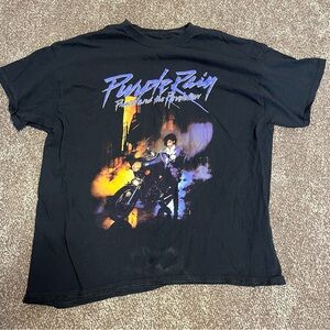 Black Short Sleeve Tee with Prince Graphic